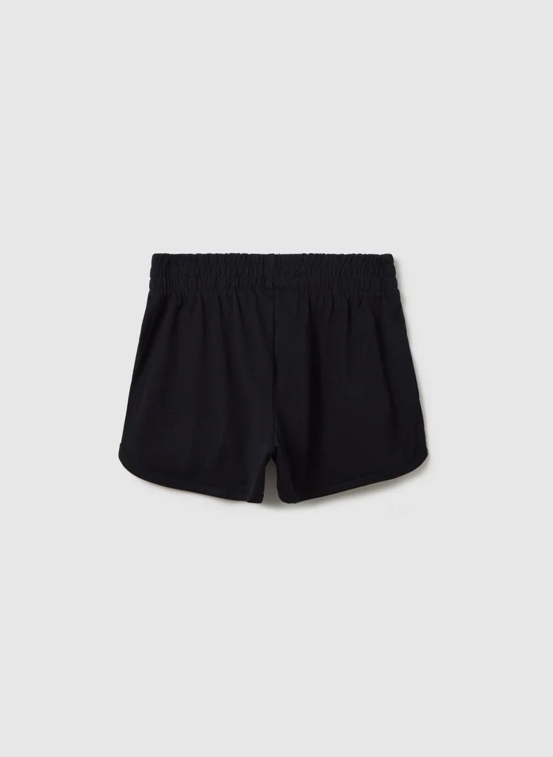 او في اس Black Cotton Casual Shorts For Girls