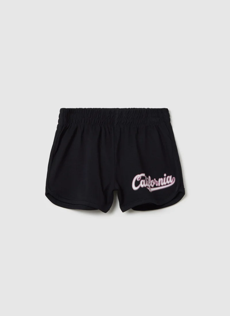 او في اس Black Cotton Casual Shorts For Girls
