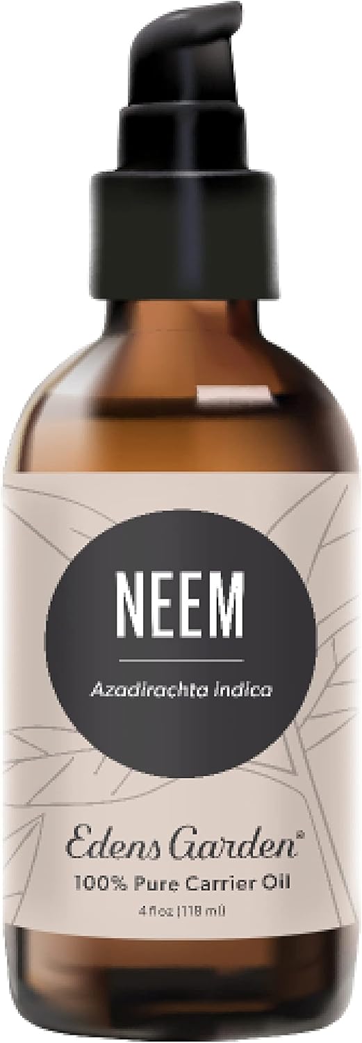 زيت النيم الناقل من إيدنز غاردن - 100% نقي، معصور على البارد وخالي من الهكسان، مرطب طبيعي للوجه، البشرة، الشعر الصحي، فروة الرأس والعناية بالأظافر - لتخفيف الزيوت الأساسية والتدليك 118 مل (4 أونصة سائلة)