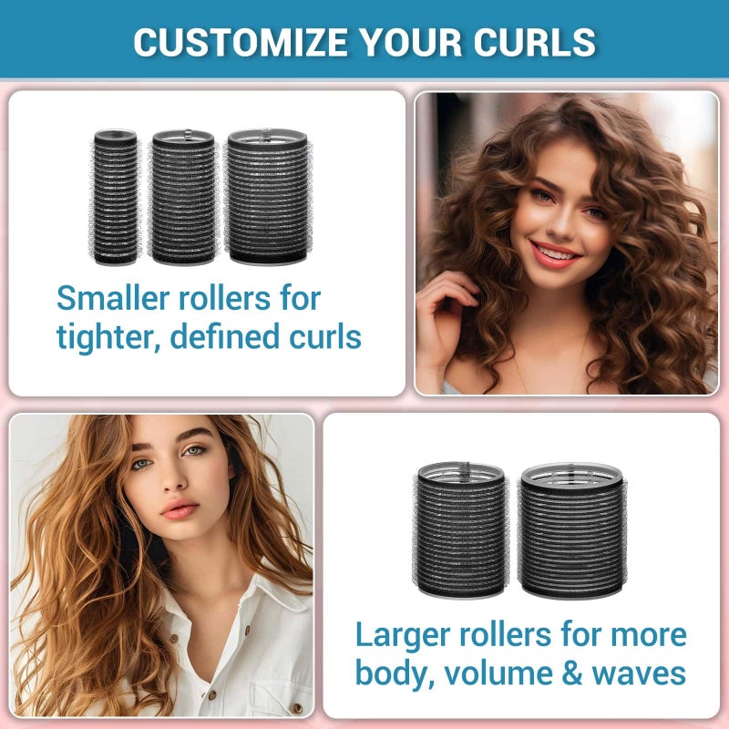 Audab 56 Pcs Hair Rollers Set for Blowout Look Long Hair, 30Pcs Rollers Hair Curlers in 5 Sizes with 24 Pcs Clips and Storage Bag for Long Medium Short Hair Volume - Image 4
