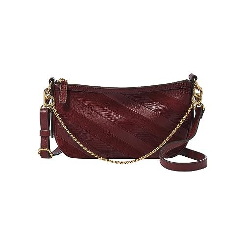 Fossil Women's Jolie Leather Small Shoulder Bag Purse Handbag, Mahogany Lizard Stripe (Model: ZB1948243) - Image 1