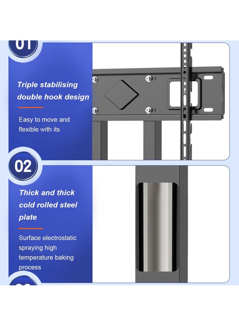 فلاشهوك حامل تلفزيون أرضي، حامل تلفزيون خشبي مع رف وعجلات لأجهزة تلفزيون من 32 إلى 65 بوصة، VESA 400x400 مم، أقصى حمل 35 كجم - بني - Image 4
