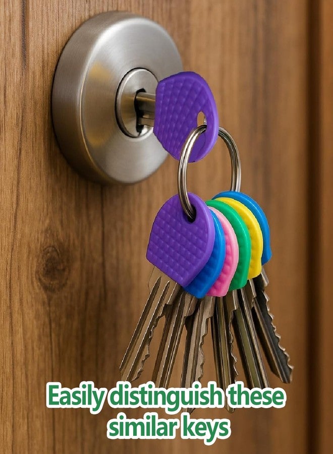 Buildcon 20 Pcs Key Tags with Label, Key Chain for Home, Key Rings for Home with Name Tag, Rubber Key Chain, Key Caps for Standard Keys, Color Coding for Easy Identification - Image 3