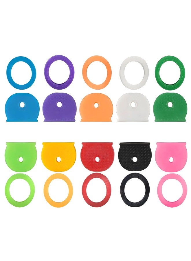 Buildcon 20 Pcs Key Tags with Label, Key Chain for Home, Key Rings for Home with Name Tag, Rubber Key Chain, Key Caps for Standard Keys, Color Coding for Easy Identification - Image 1