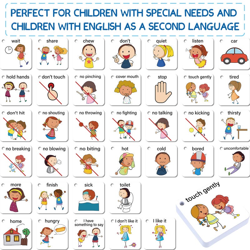 Epakh 37 قطعة بطاقة تواصل لذوي اضطراب التوحد للأطفال والبالغين ذوي تأخر الكلام، أدوات مساعدة بصرية لتعلم اللغة، بطاقات تعليمية لمشاعر وأحاسيس خاصة - Image 3