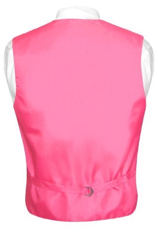 Vesuvio Napoli Men's Dress Vest & NeckTie Solid HOT PINK FUCHSIA Color Neck Tie Set sz L - Image 2