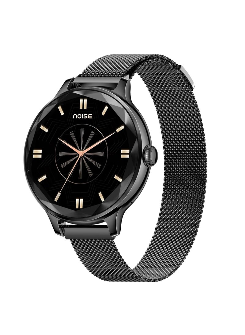 Noise Diva Smartwatch With Diamond Cut Dial, Glossy Metallic Finish, Amoled Display, Mesh Metal And Leather Strap Options, 100+ Watch Faces, Female Cycle Tracker Smart Watch For Women Black Link - Image 1