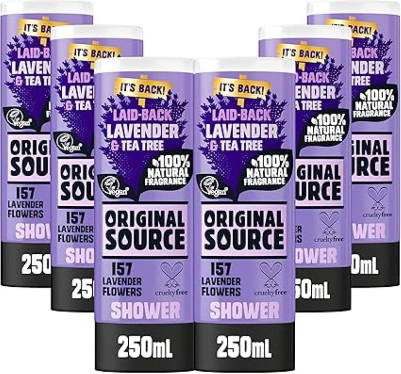 Original Source Lavender Shower Gel 100 Percent Natural Fragrance Vegan Cruelty Free Paraben Free Bulk Buy Pack of 6 x 250 ml