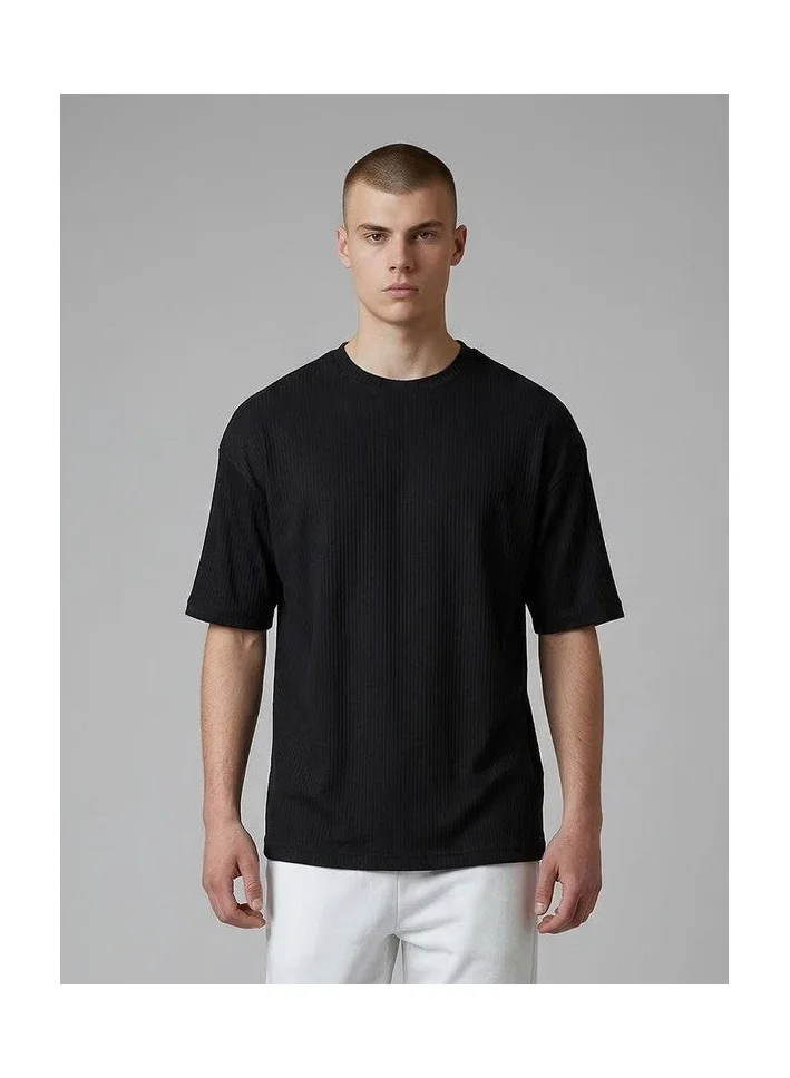 Marrakech Oversized Vertical Ribbed Crew Neck T-Shirt