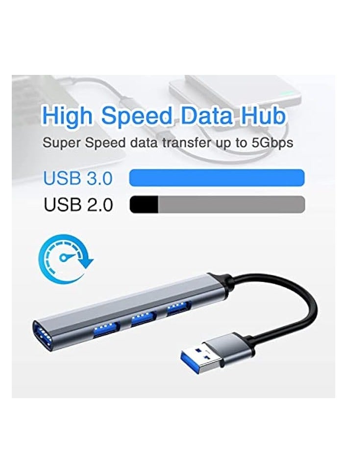 erorex Mini USB Hub Extensions, USB Hub for Laptop, 4 Port USB 3.0 Hub Expander, Ultra Slim Portable Data Hub Applicable for Laptop, Mouse, PC, USB Splitter Aluminum, USB Adapter Station - Image 5