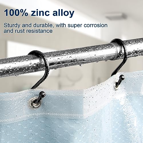 Gidse Metal Shower Curtain Hooks, Set of 12, Rust Proof Shower Curtain Hooks Rings, Durable S Shaped Hooks Hangers for Shower Curtains, Kitchen Utensils, Clothes, Towels (Black) - Image 2