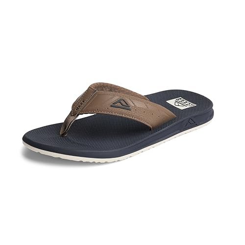 REEF Phantoms Mens Beach Flip Flop, Water Friendly, Soft and Supportive Molded Footbed, Khaki Navy, 10 - Image 1