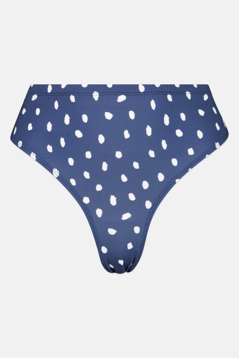 Asos Design Women Curve Polka Dots Bikini Bottom, Blue  - Image 1