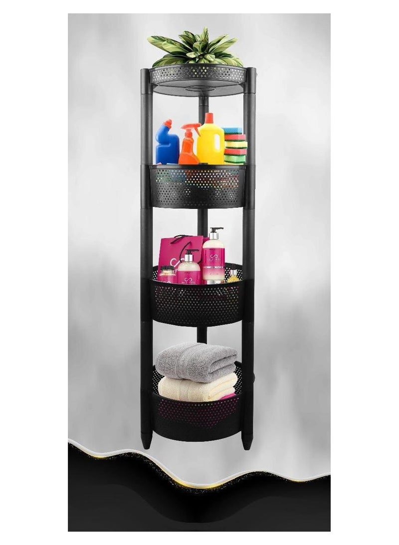 سبيس شوب عربة تخزين المطبخ بعجلات مستديرة مع سلال تخزين الفواكه والخضروات 4 طبقات