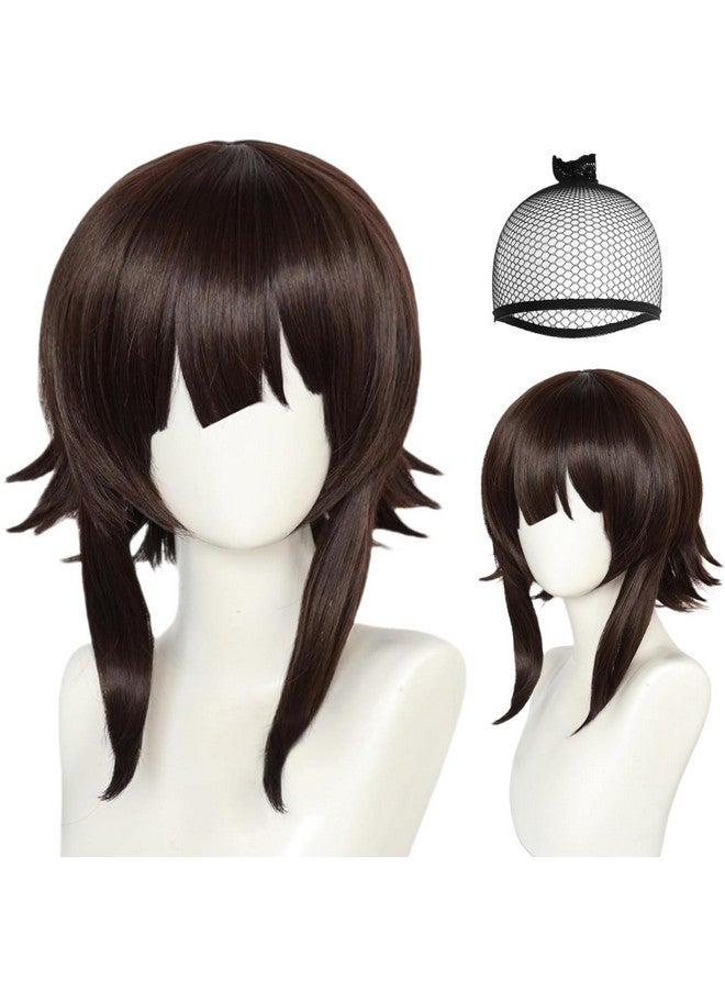 ANOGOL Anogol Hair Cap+Short Brown Wig for Women Anime Cosplay Wig Short Lolita Wig Wavy Hair Synthetic Wig Halloween Party Costume Wig  - Image 1