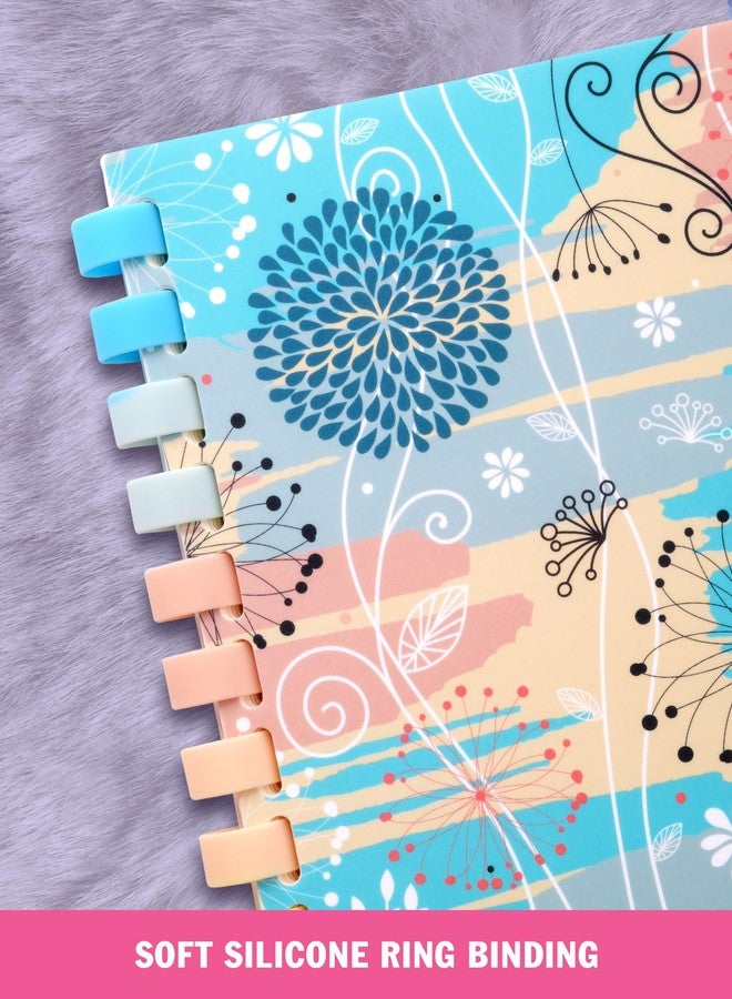 DOODLE A5 Ruled Notebook Diary | Soft Ring Spiral Wiro for Comfortable Writing | 160 Pages, 80 GSM | Perfect for School, College & Office Use - Soft Blooms - Image 3