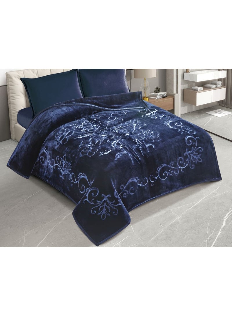 Xi Duo Duo Double blanket, 6 kg, two floors, two sides, an engraved face, a plain face, with a super soft texture, king size, 200 * 240 cm