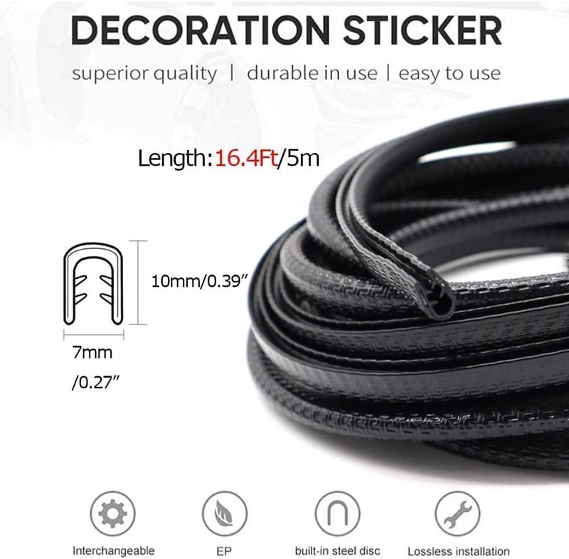 SWARG New Car Door Edge Guards U Shape Edge Trim Rubber Seal Protector Rubber Clips Fit Car Door Seal Strip Edge Guard Universal Fit Rubber (Black_Pack of 1) (Car Door Edge_Black) - Image 3