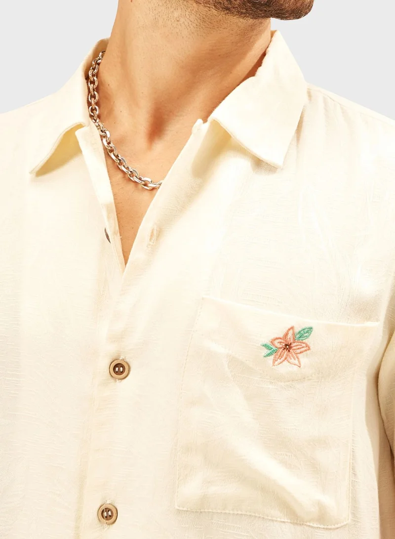 Iconic Tropical Print Regular Fit Shirt