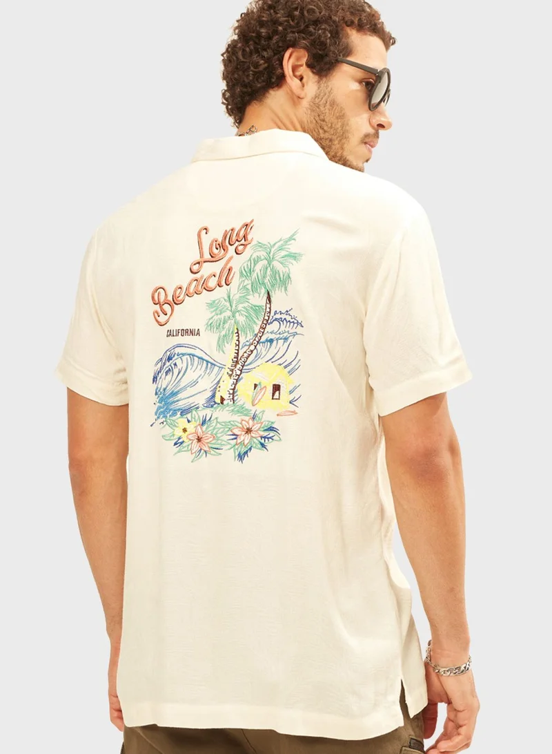 Iconic Tropical Print Regular Fit Shirt