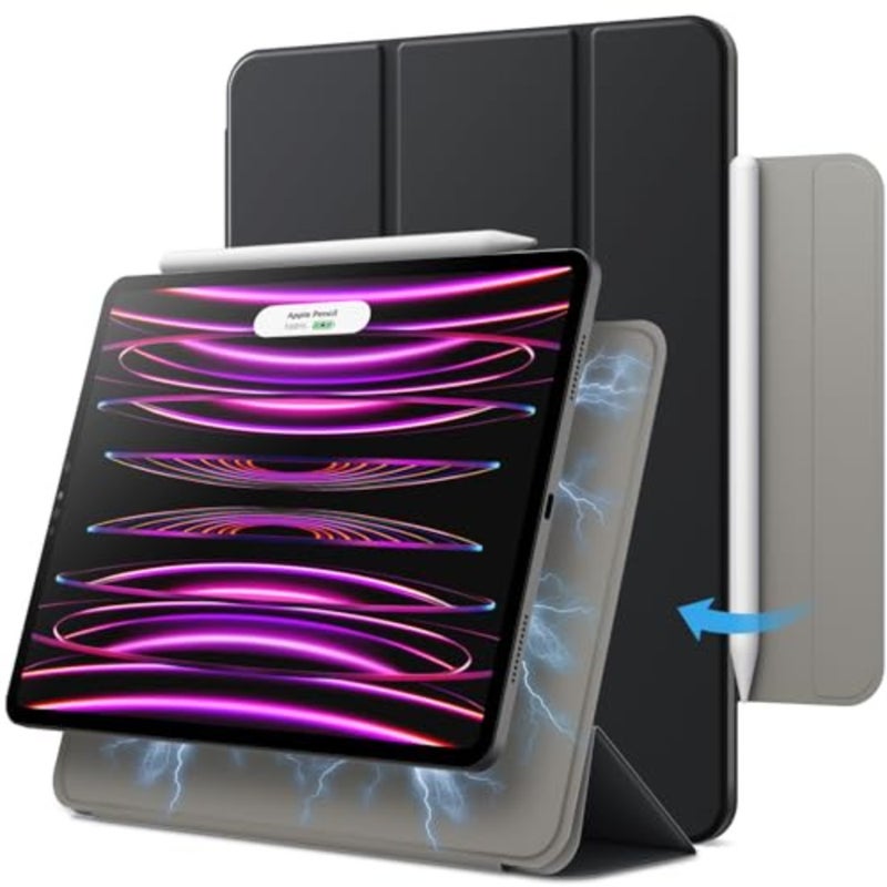Slim smart cover for iPad Pro 11 inch and iPad Air 5/4 10.9 inch, black synthetic leather with magnetic auto wake/sleep, lightweight protection - Image 1
