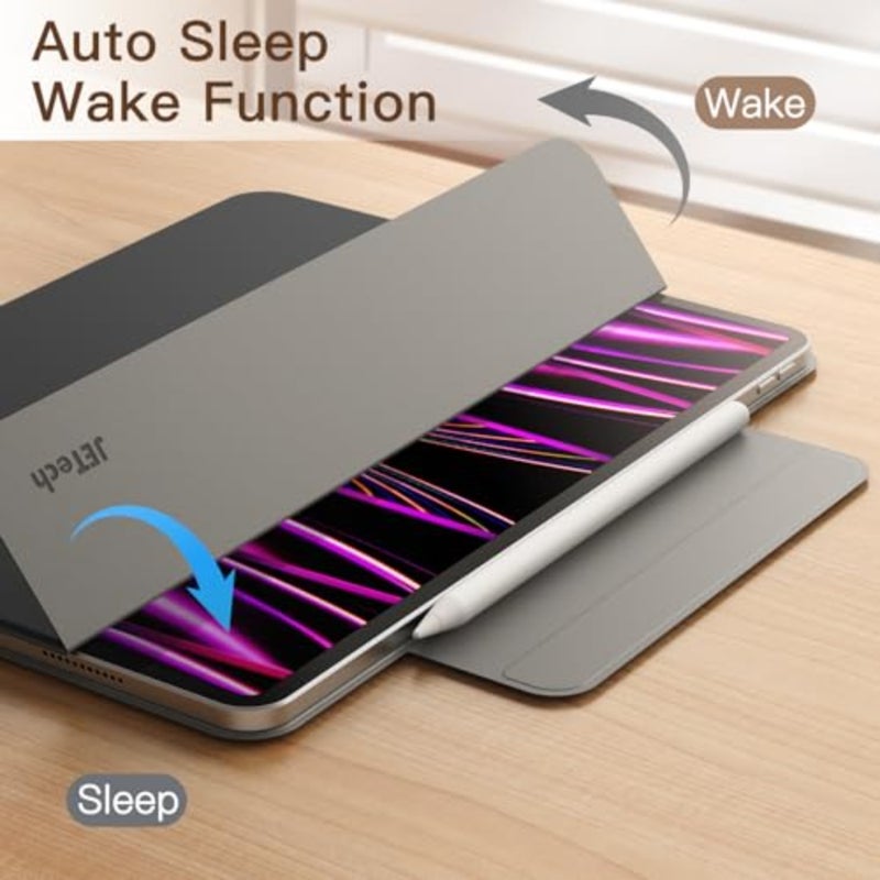 Slim smart cover for iPad Pro 11 inch and iPad Air 5/4 10.9 inch, black synthetic leather with magnetic auto wake/sleep, lightweight protection - Image 5