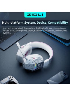 ZIDLI ZIDLI BOREAS V2 Wireless Gaming Headset - 50mm Drivers, 2.4G/Bluetooth, Compatible with PC, PS4, PS5, Xbox  - Image 4
