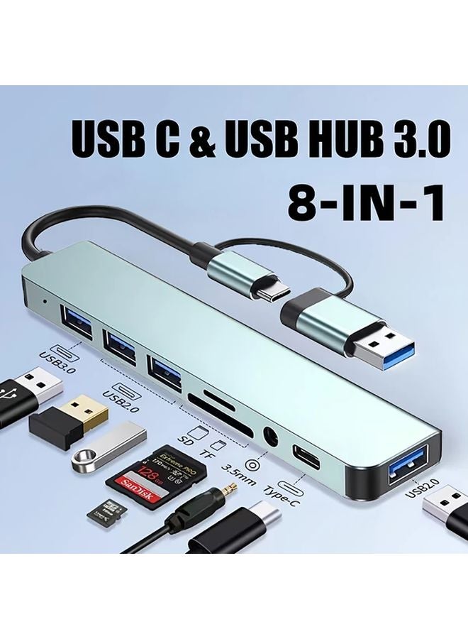 Multi Function Adapter Generic 8 In 1 USB C Hub Multi Function Adapter With Card Reader And ...