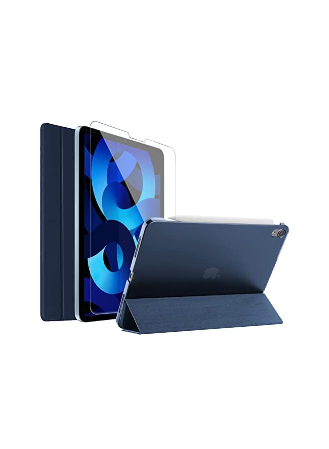 Procases iPad Air 5th Generation 2022 Case, iPad Air 4 10.9 Inch 2020 Case with Tempered Glass Screen Protector, Slim Stand Hard Shell Protective Smart Cover for 10.9” iPad Air 5 Air 4 -Navy - Image 2