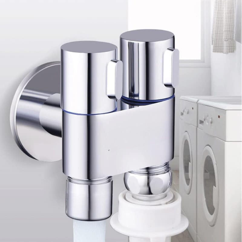 SHOPVILLA 2 in 1 Brass Dual Tap for Washing Machine Bathroom Geyser Luxury Series TwoWay Angle Valve 2 in 1 Angle Valve for Bathroom Two Way Tap for Bathroom Stainless Steel Black - Image 4