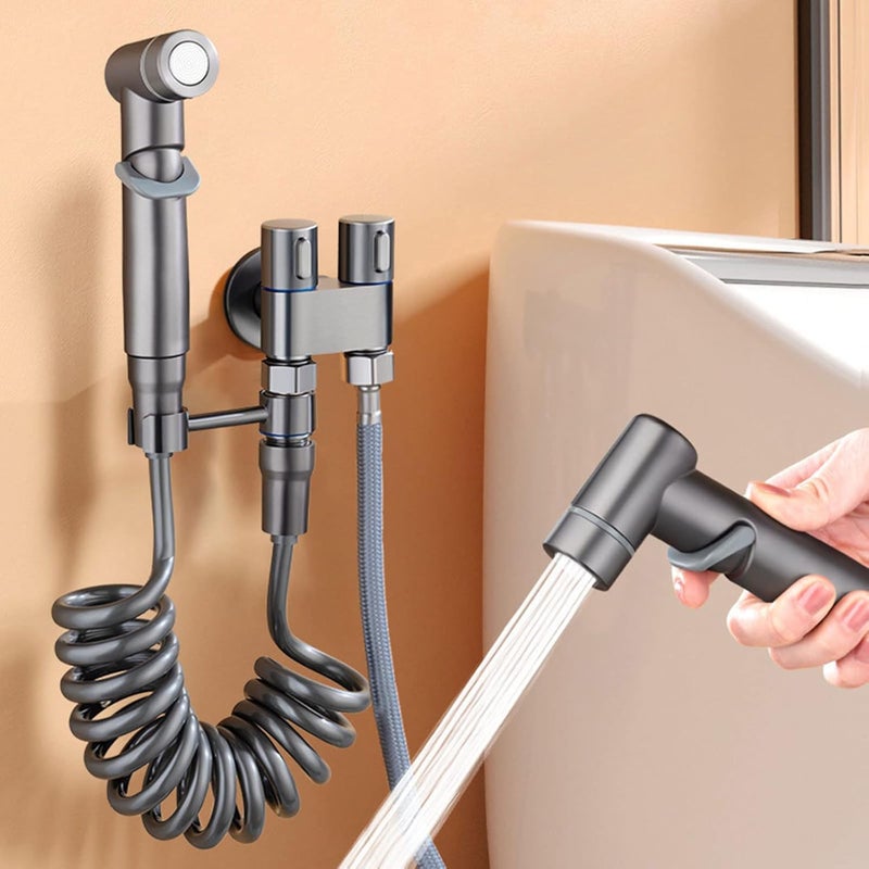 SHOPVILLA 2 in 1 Brass Dual Tap for Washing Machine Bathroom Geyser Luxury Series TwoWay Angle Valve 2 in 1 Angle Valve for Bathroom Two Way Tap for Bathroom Stainless Steel Black - Image 2