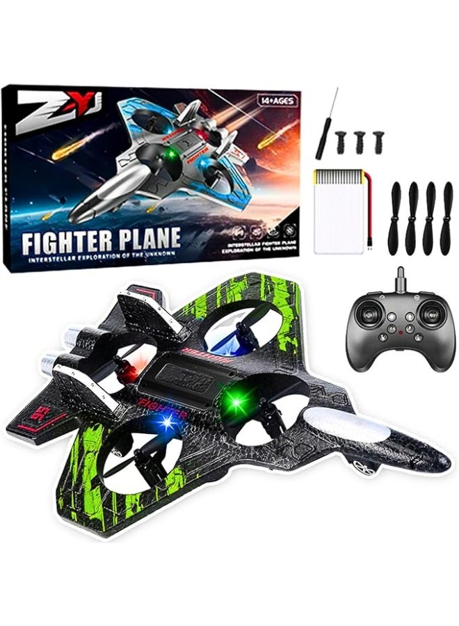 Smarties AE RC Fighter Jet Drone, 4-Channel Remote Control Airplane with LED Lights, Crash-Resistant EPP Foam Quadcopter, Easy to Fly RC Plane for Beginners, Outdoor Aircraft Toy Gift for Boys, Girls & Teens
