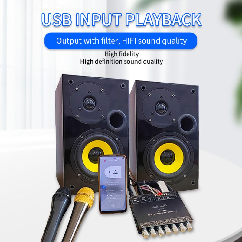 2.1 Channel Digital Audio Amplifier Board Module High and Low Tone Subwoofer Support 5.1 BT Connection AUX Audio Input U disk USB Sound Card Playback with Mobilephone APP Control Function - Image 2