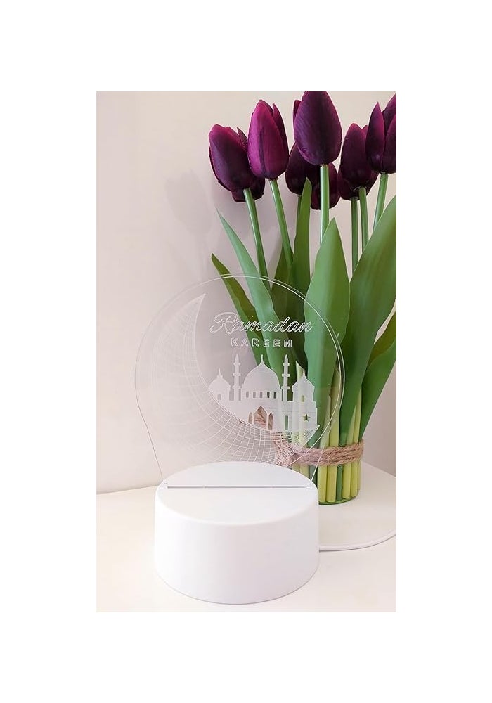 ARS 3D Ramadan Kareem Night Light LED Lamp - 7 Colors Touch USB Charge Desk Table Decoration - Image 3