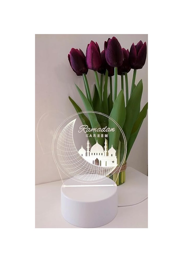 ARS 3D Ramadan Kareem Night Light LED Lamp - 7 Colors Touch USB Charge Desk Table Decoration - Image 2