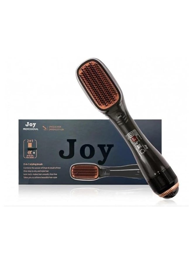 JOY PROFESSIONAL 2-in-1 Hair Styling Brush – Heated Straightening & Curling Comb with Fast Heating Ceramic Plates, Anti-Frizz Technology, Adjustable - Image 1