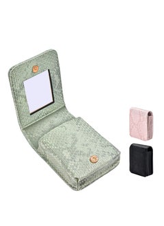 Excefore Makeup Lipstick Case with Mirror, Makeup Organizer with Built-in Mirror, Small Cosmetic Bag for Lipsticks, Mini Portable Makeup Bag, for Women Girls (Green)  - Image 1