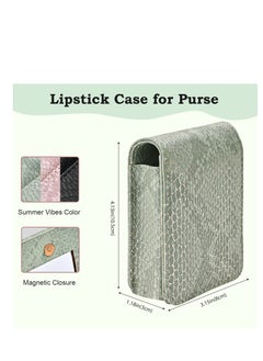 Excefore Makeup Lipstick Case with Mirror, Makeup Organizer with Built-in Mirror, Small Cosmetic Bag for Lipsticks, Mini Portable Makeup Bag, for Women Girls (Green)  - Image 3