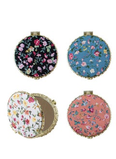 Y&D 4 Pack Retro Floral Makeup Compact 2-Sided Mirror with Patterns Small Pocket Purse Mirrors Beauty Handheld Folding Portable Travel for Women Girls Lady  - Image 1