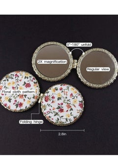 Y&D 4 Pack Retro Floral Makeup Compact 2-Sided Mirror with Patterns Small Pocket Purse Mirrors Beauty Handheld Folding Portable Travel for Women Girls Lady  - Image 3
