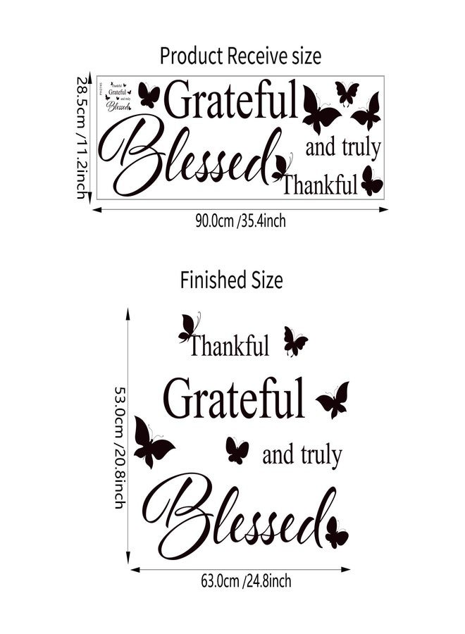 ADECNS Inspirational Wall Decals Positive Saying Thankful Grateful and Truly Blessed Quotes Wall Stickers Black Peel and Stick Decals for Bedroom Nursery Playroom Daycare School Classroom Decor - Image 3