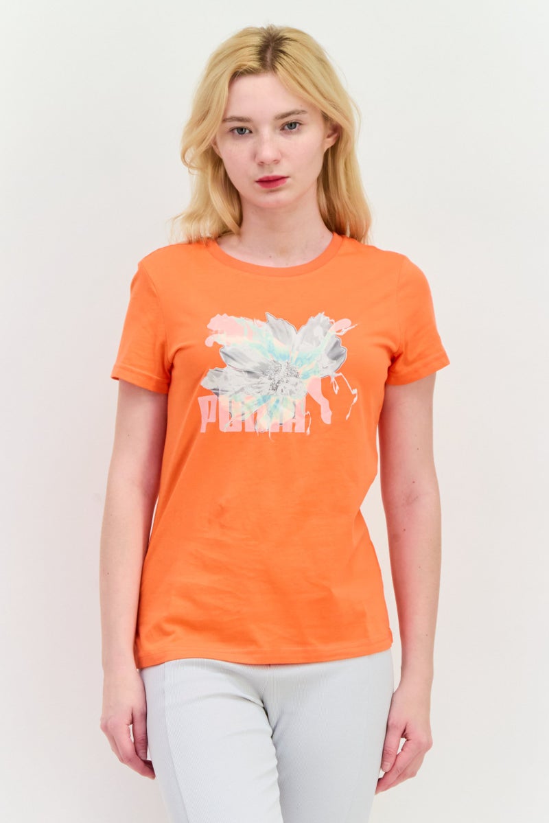 PUMA تي شيرت رياضي نسائي قصير الأكمام في الهواء الطلق، برتقالي - Image 1