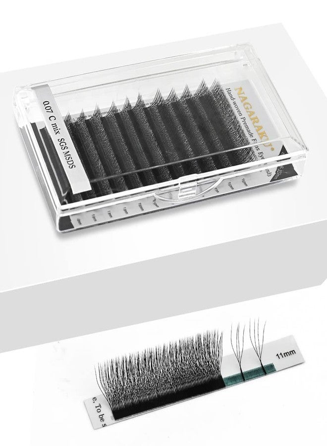 NAGARAKU 4D W Eyelash Extension 0.07mm 4D Volume Matte Black Premade Cluster Fans pre Fanned yy Eye Lashes (8mm, 0.07 D) - Image 3