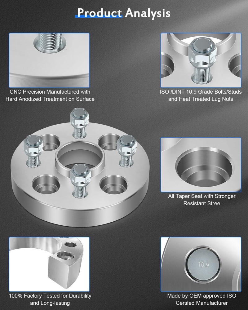 ECCPP 4pcs 4x100 Hub Centric Wheel Spacers Adapters 1 Inch for Toyota and Mazda - Image 5