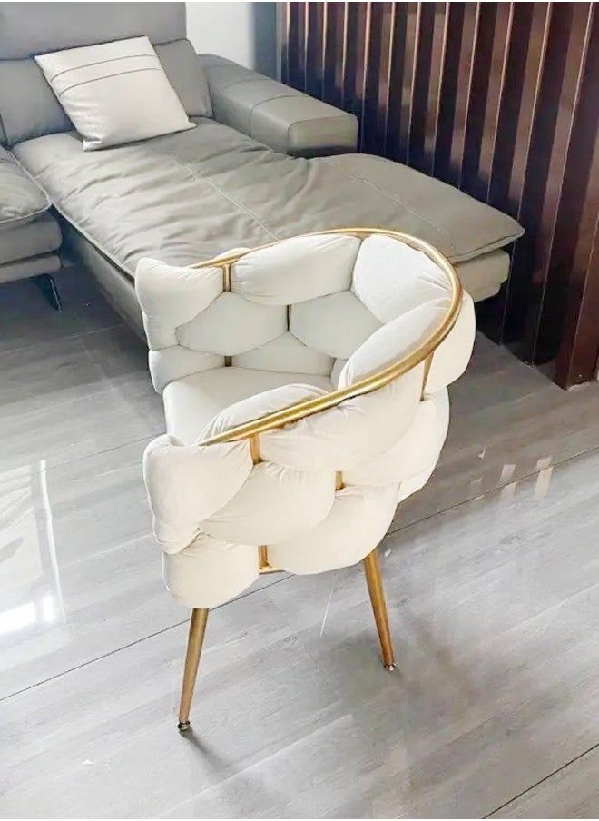 fashionhome Multipurpose Luxury Bubble Shape Accent Chair Upholstered Ergonomic Design Office Chair Single Back Sofa Chair with Armrest for Living Room Bedroom Office 45x35x76 cm  - Image 4