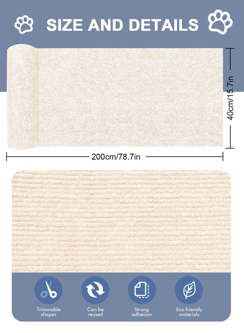 أوربازار واقي أثاث أريكة خدش القطط، وسادة لاصقة مانعة لخدش القطط للأثاث، واقي أريكة خدش القطط للتسلق من مخالب القطط للاستخدام الداخلي (أبيض دافئ، 78.7 × 15.7 بوصة) - Image 2