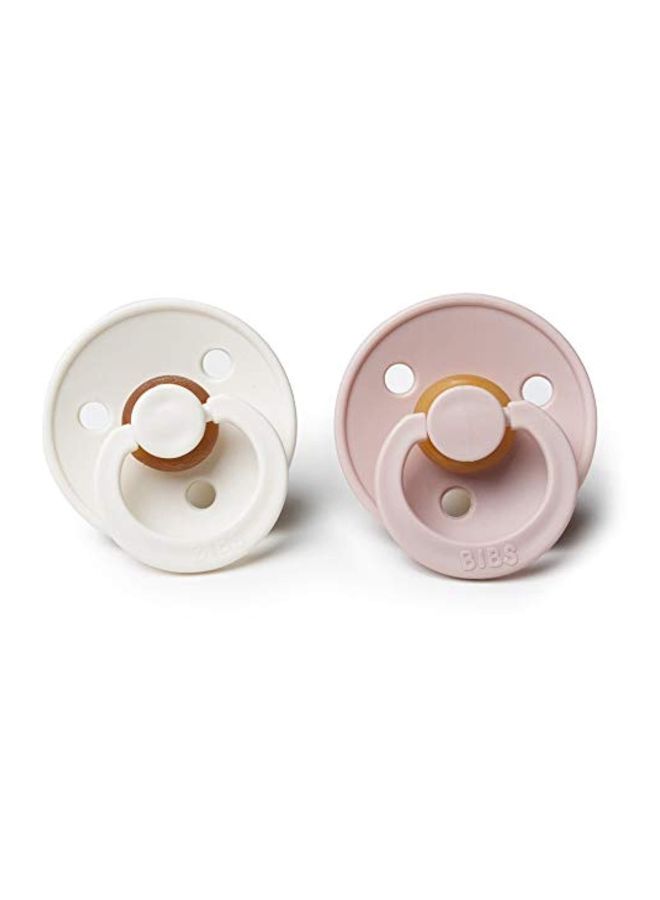 NIBEMINENT Natural Rubber Baby Pacifier, 0-6 Months, Pack Of 2 - Pink/White/Yellow - Image 2