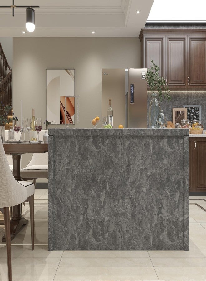 BAYYA Extra Wide Marble Granite Peel and Stick Wallpaper Grey Thicken Matte 31.5x157inch Gray Countertop Contact Paper for Kitchen Bathroom Self-Adhesive Waterproof Decorative Film Marble Vinyl Wrap - Image 4