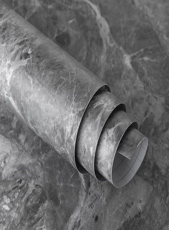BAYYA Extra Wide Marble Granite Peel and Stick Wallpaper Grey Thicken Matte 31.5x157inch Gray Countertop Contact Paper for Kitchen Bathroom Self-Adhesive Waterproof Decorative Film Marble Vinyl Wrap - Image 1