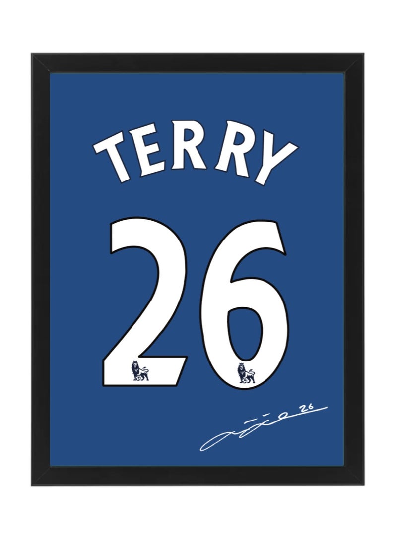 Boomah Accessories ملصق قميص جون تيري الموقّع من تشيلسي مع إطار 30x40 سم